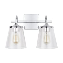 2 Light 15-1/4" Wide Bathroom Vanity Light with Clear Seedy Glass Shades
