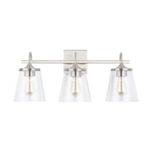 3 Light 10-1/2" Tall Bathroom Vanity Light with Clear Seedy Glass Shades