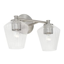 2 Light 15" Wide Bathroom Vanity Light with Ribbed Glass Shades