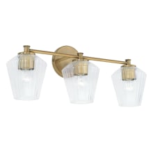 3 Light 24" Wide Bathroom Vanity Light with Ribbed Glass Shades