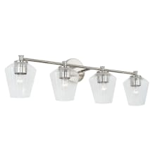 4 Light 33" Wide Bathroom Vanity Light with Ribbed Glass Shades