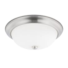 3 Light 15" Wide Flush Mount Bowl Ceiling Fixture with Frosted Glass Shade