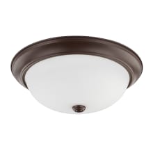 3 Light 15" Wide Flush Mount Bowl Ceiling Fixture with Frosted Glass Shade