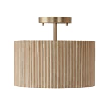 Donovan 13" Wide Semi-Flush Drum Ceiling Fixture with Mango Wood Shade