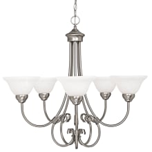 Hometown 5 Light 29" Wide Chandelier with Frosted Glass Shades