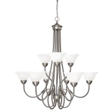 Hometown 9 Light 34" Wide Chandelier with Frosted Glass Shades