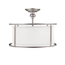 Midtown 3 Light 17" Wide Semi-Flush Drum Ceiling Fixture with White Shade