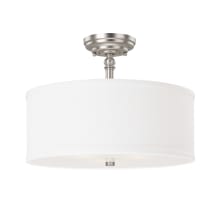 Loft 3 Light 15" Wide Semi-Flush Drum Ceiling Fixture with White Shade