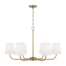 Brody 6 Light 35" Wide Chandelier with White Fabric Shades