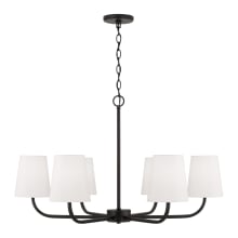 Brody 6 Light 35" Wide Chandelier with White Fabric Shades