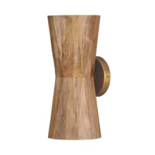 Nadeau 2 Light 15" Tall Wall Sconce with Mango Wood Shade