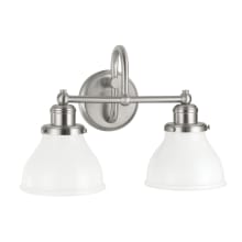 Baxter 2 Light 16" Wide Bathroom Vanity Light with Frosted Glass Shades