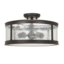 Dylan 3 Light 16" Wide Outdoor Semi-Flush Drum Ceiling Fixture with Glass Shade