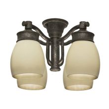 Aged Bronze Outdoor 4 Light Fixture with Tea Stain Glass