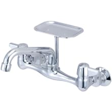 1.5 GPM Wall Mounted Kitchen Faucet with Swivel Spout, Soap Dish and Lever Handles