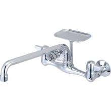 1.5 GPM Wall Mounted Kitchen Faucet with 12" Swivel Spout, Soap Dish and Lever Handles