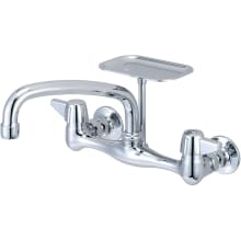 1.5 GPM Wall Mounted Kitchen Faucet with 8" Swivel Spout, Soap Dish and Lever Handles