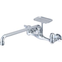 1.5 GPM Wall Mounted Kitchen Faucet with 14" Swivel Spout, Soap Dish and Lever Handles