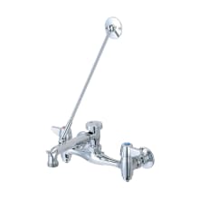 Double Handle Wall Mounted Service Sink Faucet with Top Wall Brace, Built-In Stop, and Lever Handles