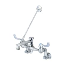 Double Handle Wall Mounted Service Sink Faucet with Top Wall Brace and Wrist Blade Handles