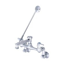 Double Handle Wall Mounted Service Sink Faucet with Top Wall Brace, Built-In Stop, and Lever Handles