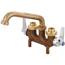 Two Handle Laundry Faucet with Straddle Legs, 6" Tube Spout and Lever Handles with Hot / Cold Indexes