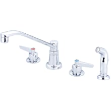 1.5 GPM Two Handle Concealed Ledge Kitchen Faucet with 8" D Style Swivel Spout, Side Spray and Lever Handles