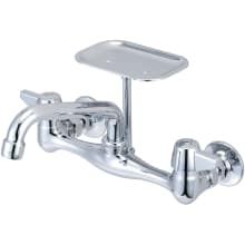 1.5 GPM Wall Mounted Kitchen Faucet with 6" Swivel Spout, 1/2-14 NPS Female Thread, and Soap Dish and Lever Handles