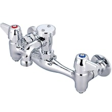 Double Handle Wall Mounted Bridge Service Sink Faucet with 2-1/2" Fixed Spout and Lever Handles with Hot/Cold Indexes