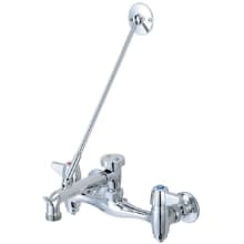 Double Handle Wall Mounted Bridge Service Sink Faucet with 5-3/4" Fixed Spout, Top Brace to Wall and Lever Handles