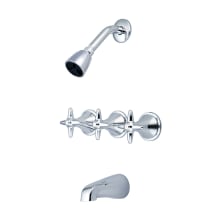 Triple Handle Tub and Shower Trim with Shower Head, Tub Spout, and Cross Handles