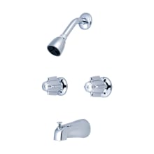 Double Handle Tub and Shower Trim with Shower Head, Tub Spout, Knob Handles, and Built-In Diverter
