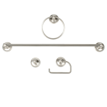 Aria Collection Bathroom Hardware Set with 24" Towel Bar, Single Robe Hook, Single Post Tissue Holder and Towel Ring