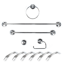 Aria Collection Bathroom Hardware Set with 18" Towel Bar, 24" Towel Bar, Single Robe Hook, Single Post Tissue Holder, Towel Ring and Arch Cabinet Pulls (6)