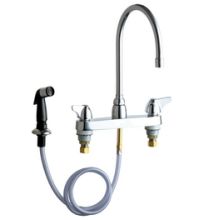 Commercial Grade High Arch Kitchen Faucet with Wing Handles and Side Spray - 8" Faucet Centers