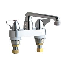 Deck Mounted 4" Centers Laundry Faucet with Cast Swing Spout and Single Wing Handles