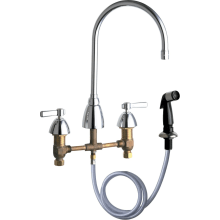 Commercial Grade High Arch Kitchen Faucet with Lever Handles and Side Spray - CA Compliant 1.5 GPM Version