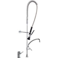 Deck Mounted Coil Pre-Rinse Faucet with Independent Swinging Spout and Lever Handles - Commercial Grade