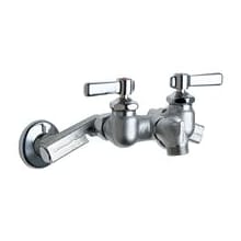 Wall Mounted Service Sink Faucet with Short Spout with Pail Hook and Metal Lever Handles