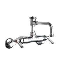 Wall Mounted Service Sink Faucet with Vacuum Breaker Swing Spout and Metal Lever Handles