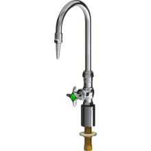Deck Mounted Turret Single Water Inlet Fitting with Inline Water Valve, Rigid/Swing Gooseneck Spout and Metal Cross Handle