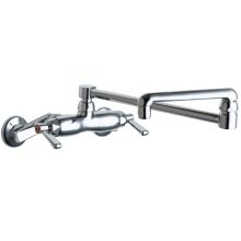 Wall Mounted Pot Filler Faucet with Lever Handles and 18" Full-Flow Swing Spout