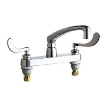 Commercial Grade Kitchen Faucet with Wrist Blade Handles - 8" Faucet Centers
