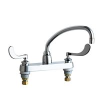 Commercial Grade Low Arch Kitchen Faucet with Wrist Blade Handles - 8" Faucet Centers