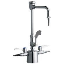 Single Hole Lab Faucet with Wrist Blade Handle, High Arch Vacuum Breaker Spout and Two Turret Outlets