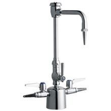 Single Hole Lab Faucet with Lever Handle, High Arch Vacuum Breaker Spout and Two Turret Outlets