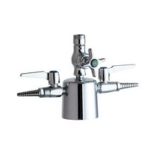 Single Hole Lab Faucet with Cross Handle and Two Turret Outlets - Less Spout