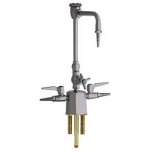 Single Hole Lab Faucet with Cross Handle, High Arch Vacuum Breaker Spout and Two Turret Outlets