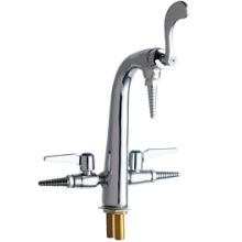 Single Hole Lab Faucet with Wrist Blade Handle, Vacuum Breaker Spout and Two Turret Outlets