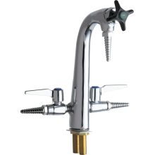 Single Hole Lab Faucet with Cross Handle, Vacuum Breaker Spout and Two Turret Outlets